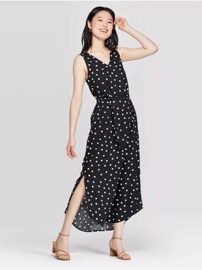 A New Day Black & White Maxi Dress XS Like New